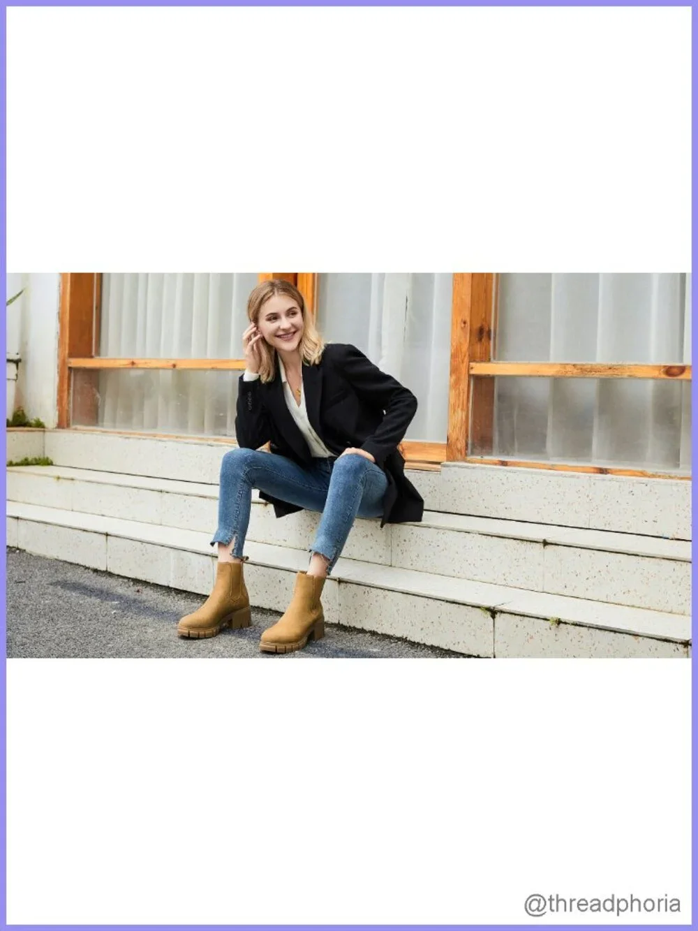 Womens Platform Chelsea Ankle Boots Chunky Heel Round Toe Pull On